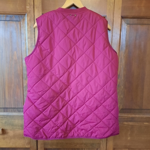 Coldwater Creek burgundy red quilted faux fur lined zip up nylon vest - Picture 8 of 10